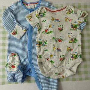 Mini Boden Bunny Onesie & Footed Romper Set, Size 0-3 Months